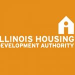White text on an orange background reading Illinois Housing Development Authority.