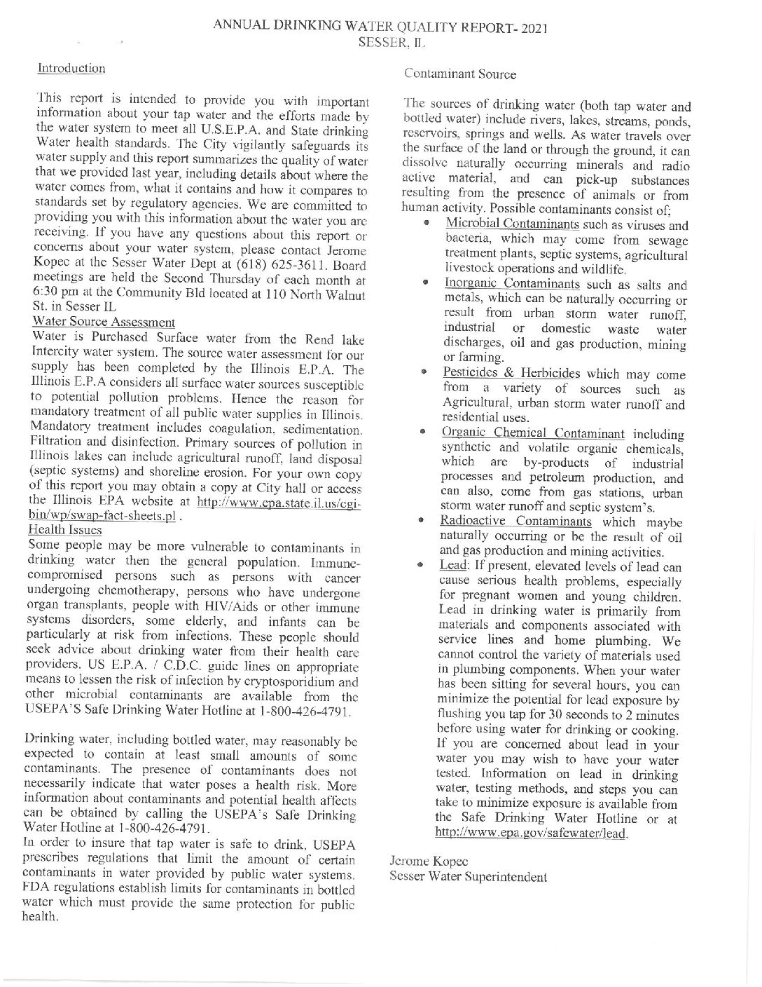 ccr2021revised The City of Sesser, Illinois